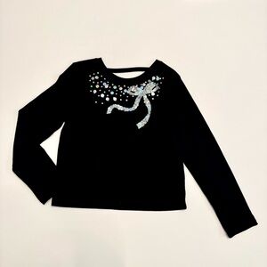 The Children’s Place Black Long Sleeve Kids Tee with Sequin Design, size 5-6